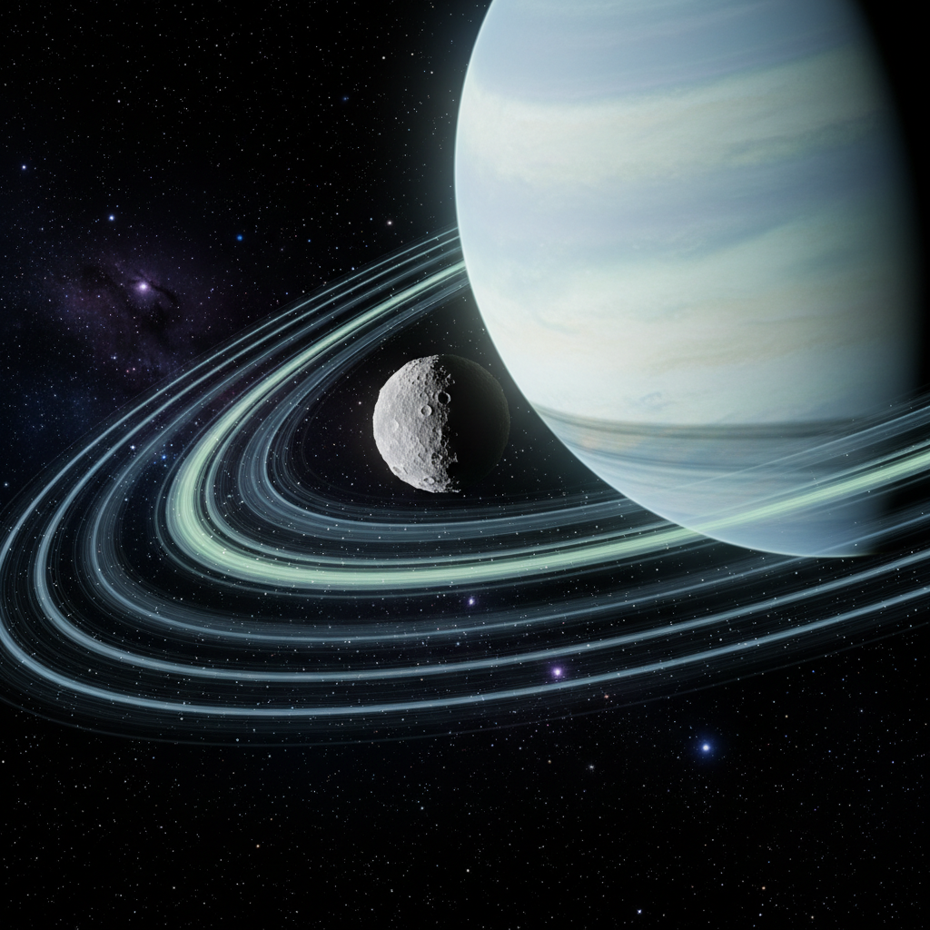 Webb Finds Small Uranus Moon Near Planet’s Ring System